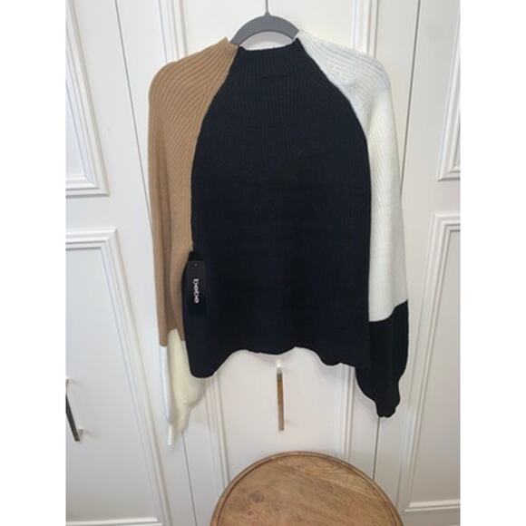 NWT Bebe Women's XL Color‎ Block Mock Neck Pullover Sweater Multicolor - Picture 7 of 8